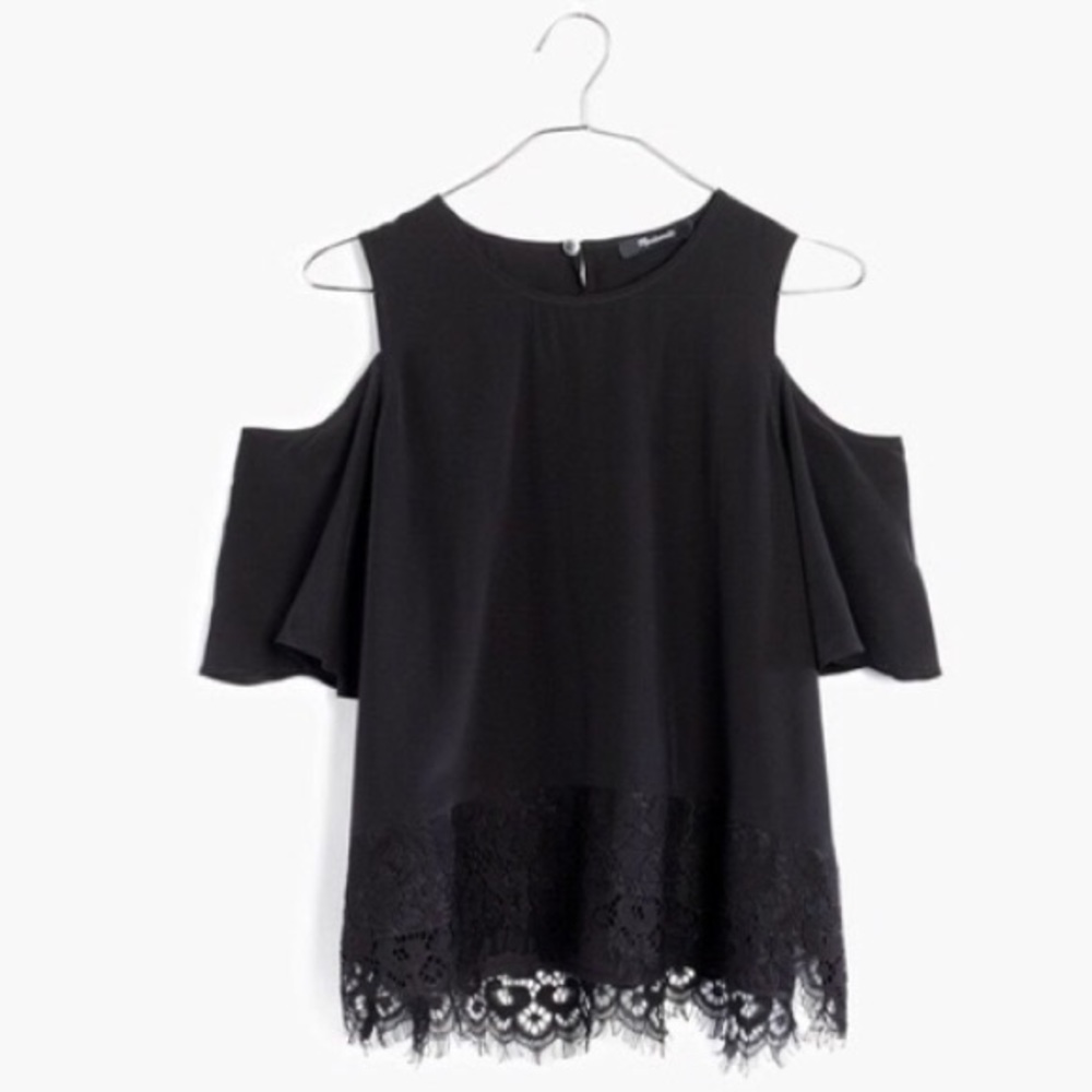 Madewell Cold Shoulder Black Lace Top
